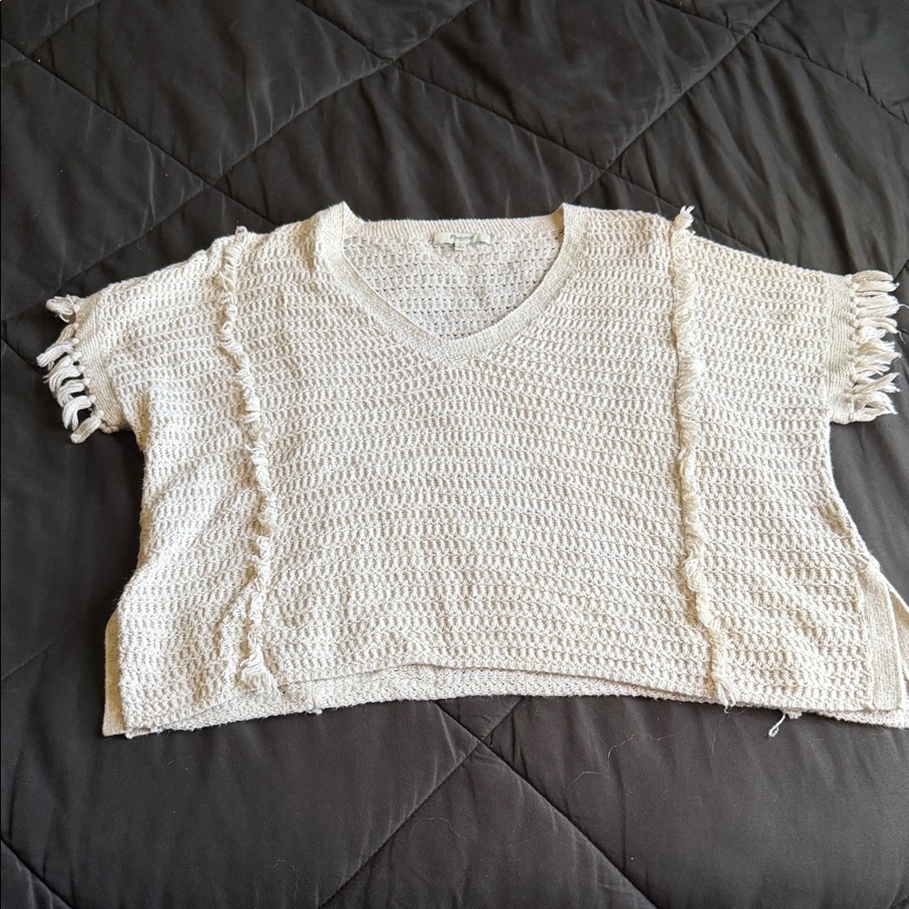 Madewell Open-Knit S Short Sleeve Shirt in Soft Cream